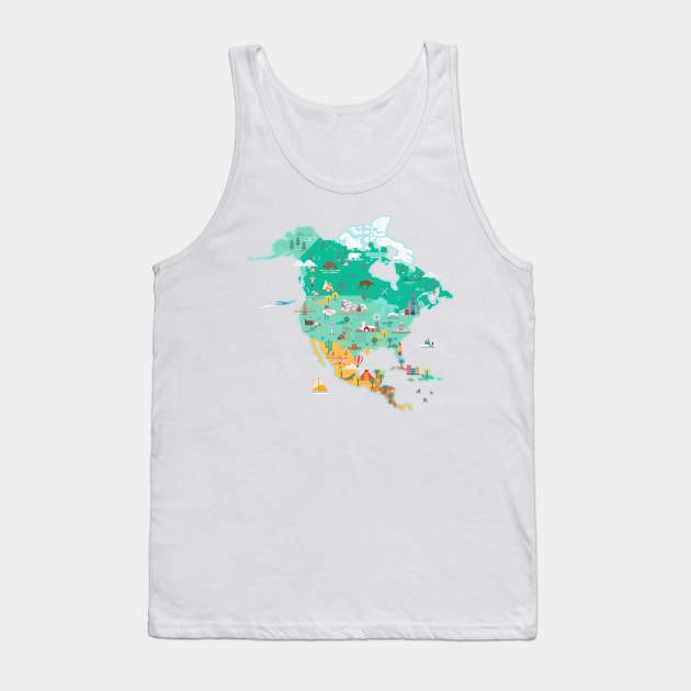 Map of North America Tank Top by Antikwar